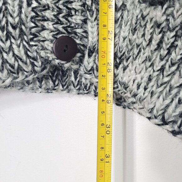 Gioni Designs Vintage Black White V-Neck Cable Knit Cardigan Grandpa Grandma 80s - Picture 10 of 12